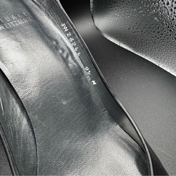 STUART WEITZMAN Black Leather Peep Toe Wedge Heels Size 9.5 M JW26244 - Picture 4 of 7